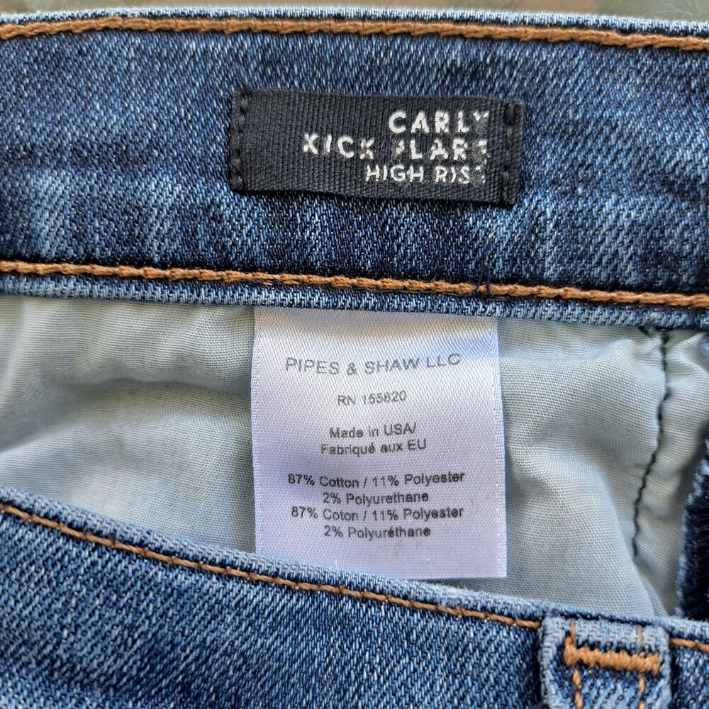 VERONICA BEARD Carly Kick Flare High Waist Crop Side Stripe Jeans Size 6/28 - Picture 6 of 11